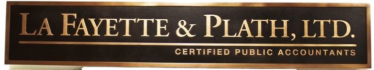 C12071 - Carved  Sign for "La Fayette & Plath, Ltd. - Certified Public Accountants" , with 24K Gold-Leaf Text and Border