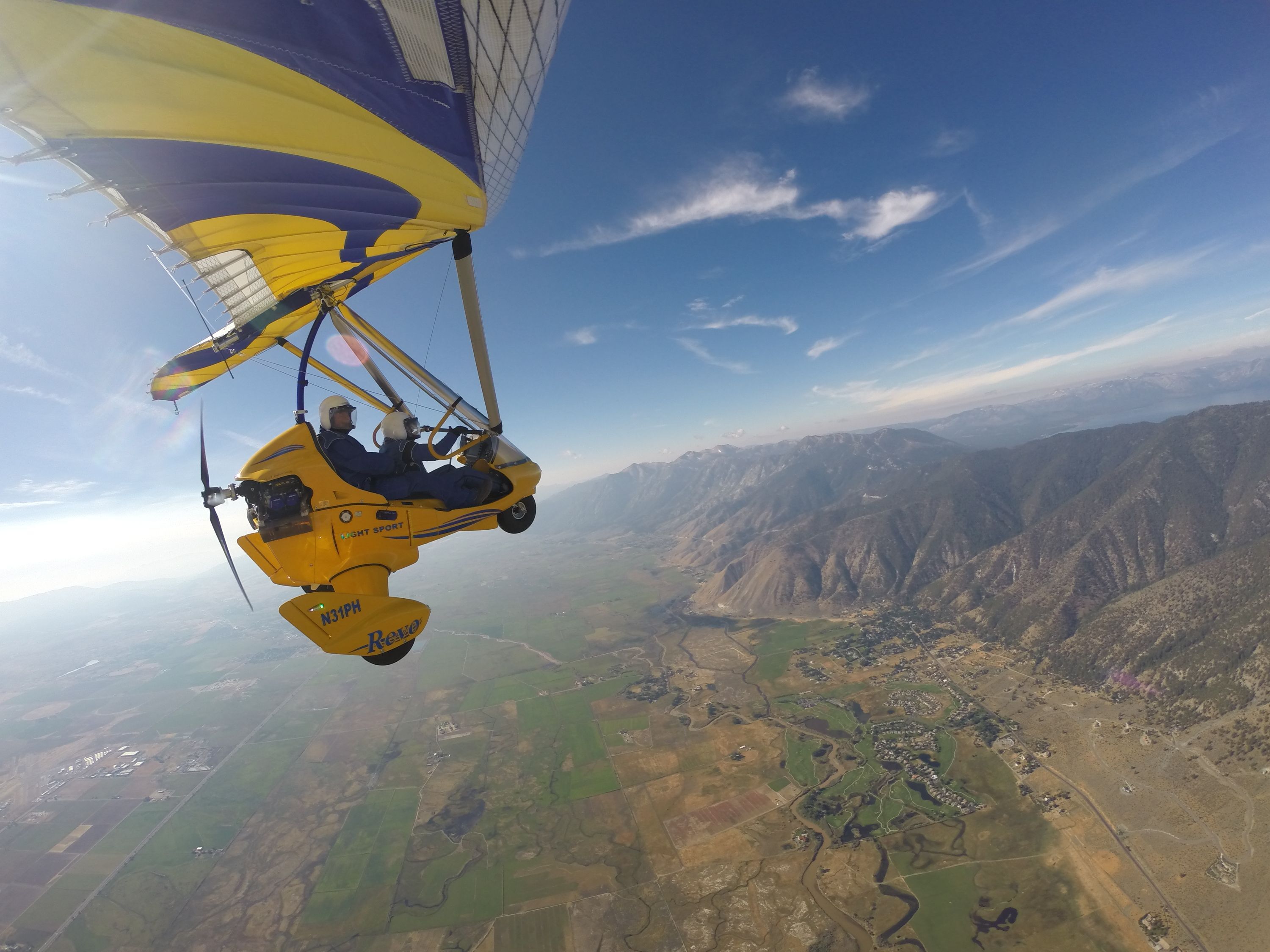 hang gliding over mountains