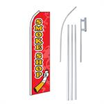 Smoke Shop Red & Yellow Swooper/Feather Flag + Pole + Ground Spike