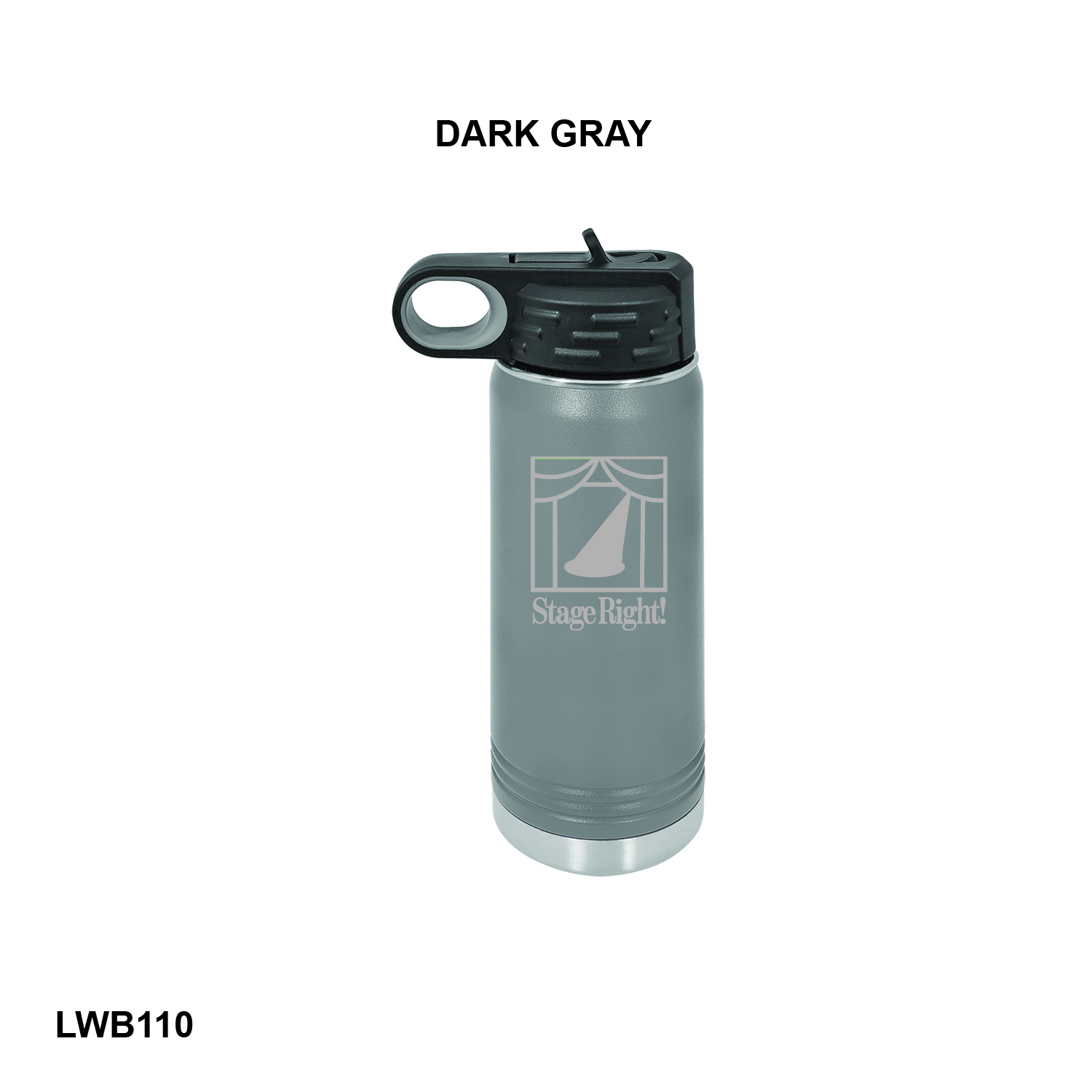 Polar Camel 20 oz. Dark Gray Water Bottle
