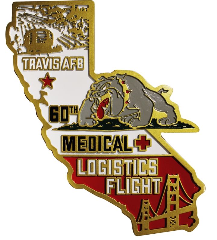 LP-8120 - Carved Plaque of the Crest of the Air Force's 60th Medical Logistics Flight, 2.5-D Artist-Painted