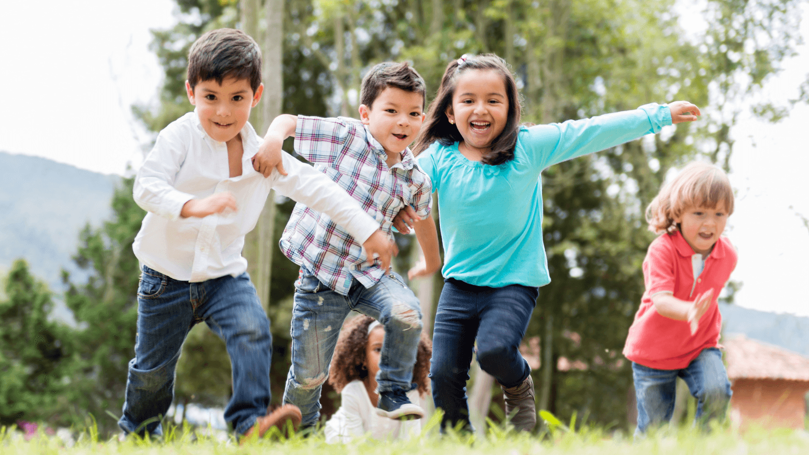 Kids running outside