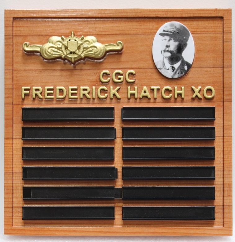 NP-2695 - Carved Redwood Plaque for Past XO's for USCGC Frederick Hatch, WPC 1143