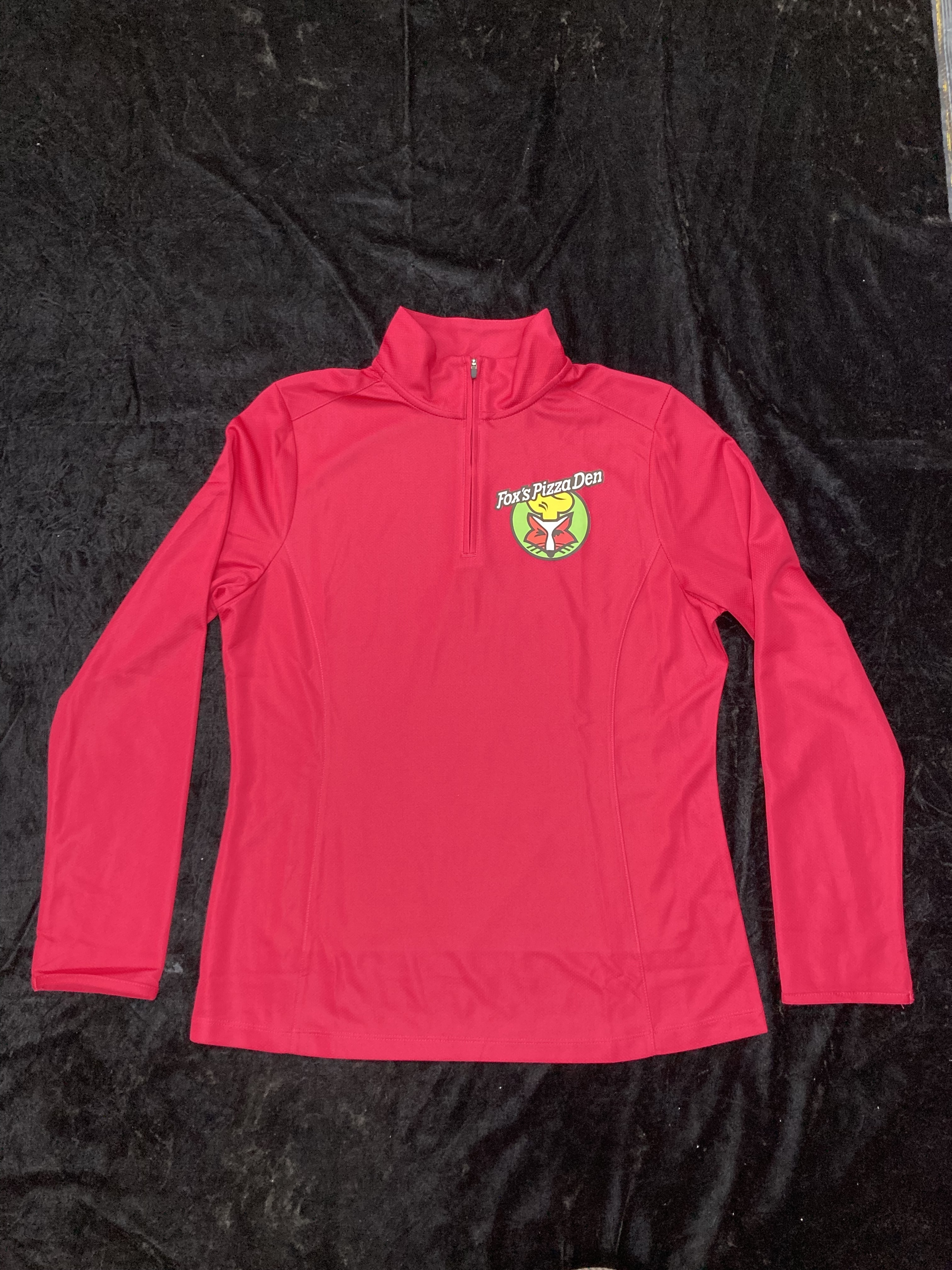 SALE Fox's Logo - LADIES Medium Pink Quarter-Zip