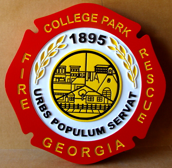 CB5540 - Firefighter Badge, Multi-level and Engraved Relief