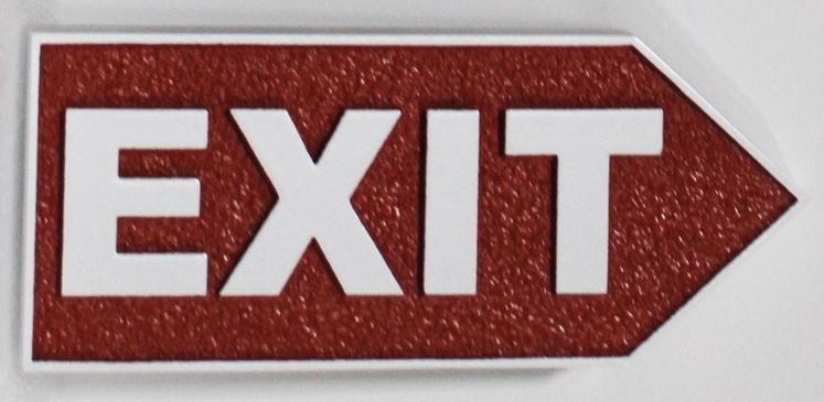 T29466 - Carved Raised Relief  and Sandblasted HDU Directional Exit  Sign.