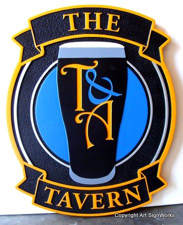 RB27552 - Home  Pub / Bar Sign, "The Tavern",  with Glass of Guiness as Artwork