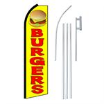 Burgers Yellow & Red Swooper/Feather Flag + Pole + Ground Spike