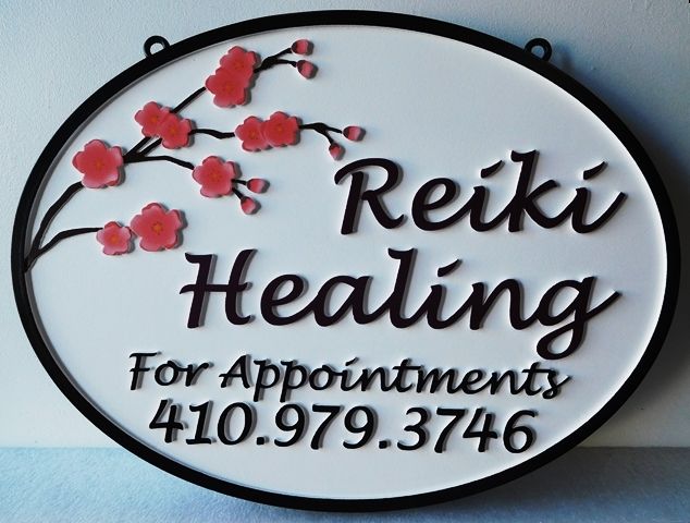 B11214 - Attractive Red, White and Black Health Professional Sign for Reiki Healing 
