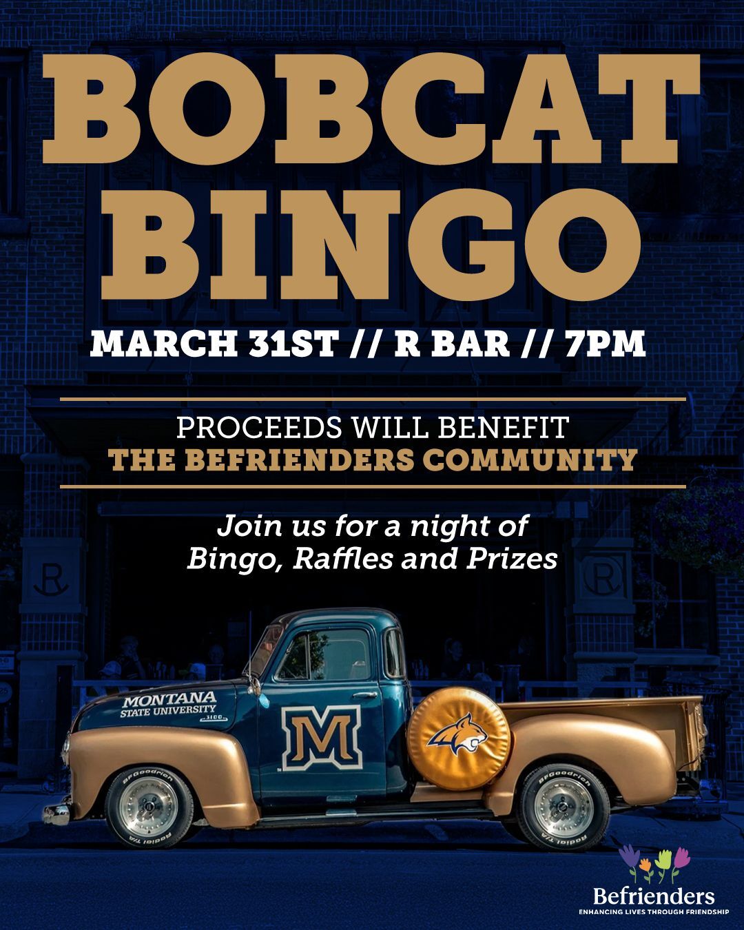 Bobcat Bingo to Benefit Befrienders March 31st at the R Bar 7 pm!