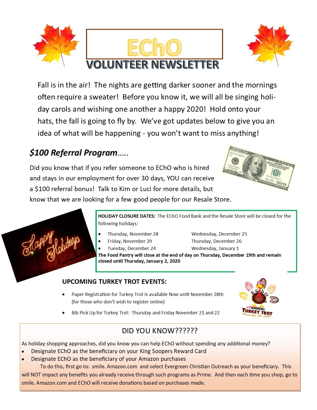 2019 Fall Volunteer Newsletter