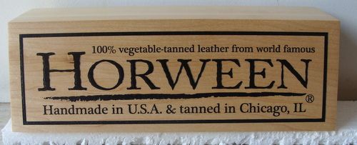 SB28977 - Carved Cedar Wood plaque "Horween Leather Products" for a Store  Display of the Brand