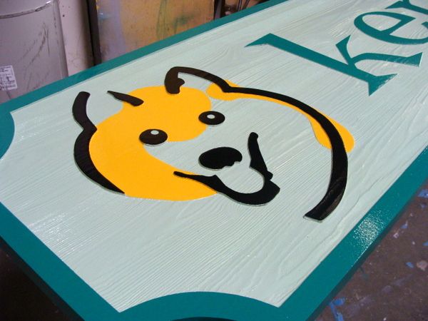 BB11771 -Large Cedar Wood Sign for a  Kennel for Dogs with Stylized Face of Dog