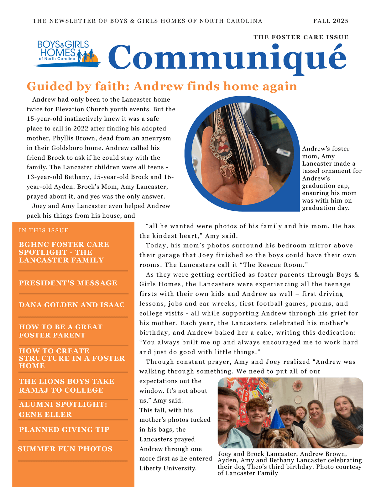 Your Fall 2025 Communique newsletter -- The Foster Care Issue