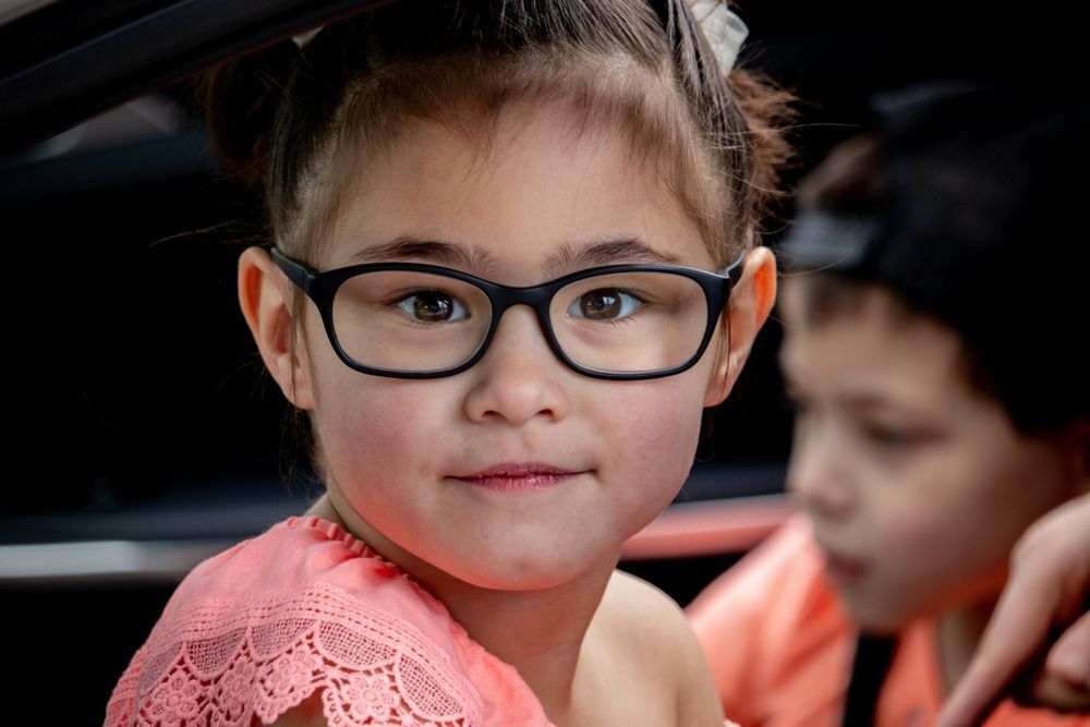 Girl getting an eye exam