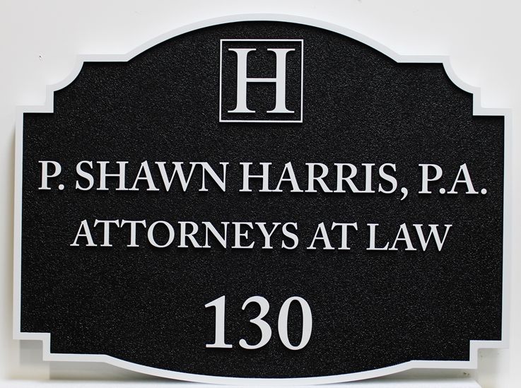 A10337 - Carved HDU  Sign for the Law Offices of P. Shawn Harris, P.A., Attorneys At Law 