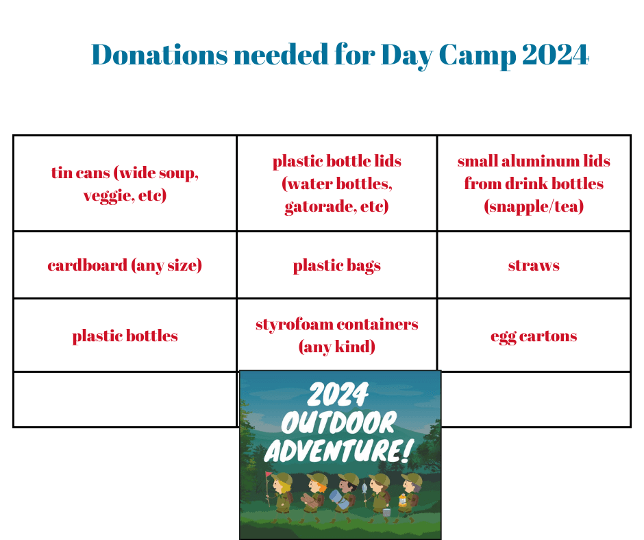 Donations needed for week long day camp!