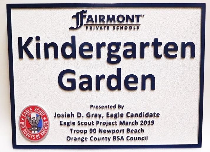 GA16548A - Carved High-Density-Urethane (HDU)  Sign "Kindergarten Garden"  Was Made for  an Eagle Scout Project. 