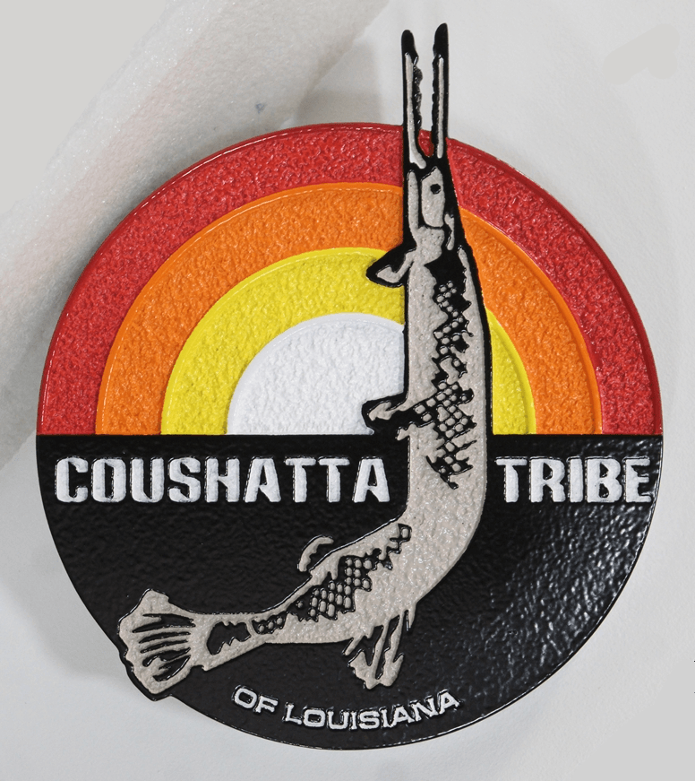 ZP-1030 - Carved 2.5-D Multi-Level HDU Plaque of the Seal of the Coushatta Tribe