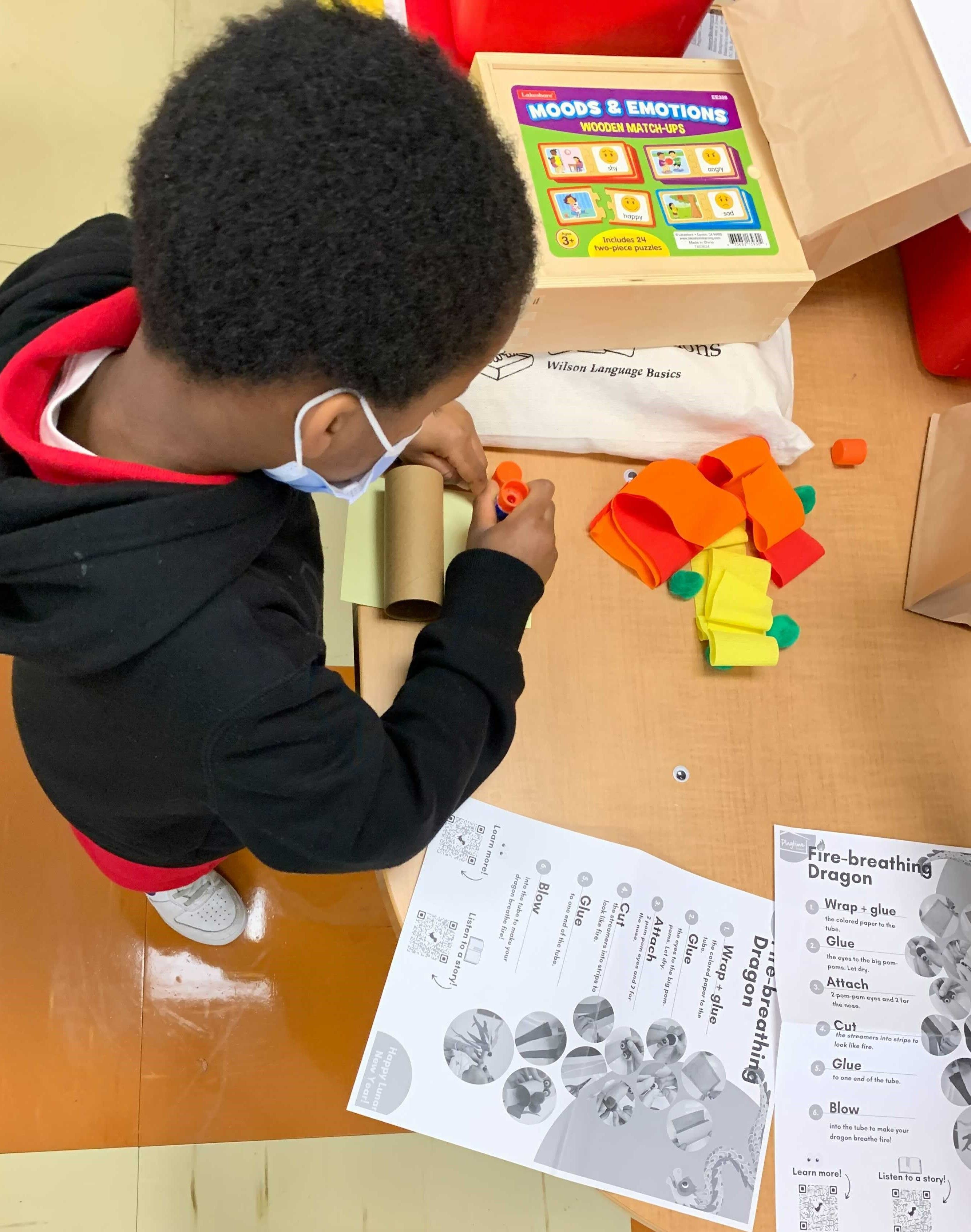 A child at J.C. Nalle Elementary School completes an activity