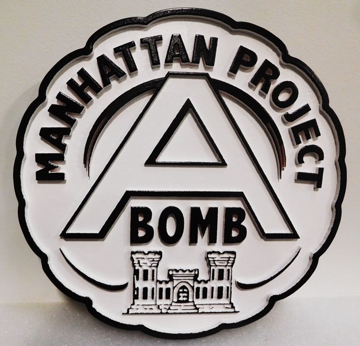 MP-2830 - Commemorative Plaque for the Army Corps of Engineers Participation in the Manhattan Project, 2.5D Painted in Black and White