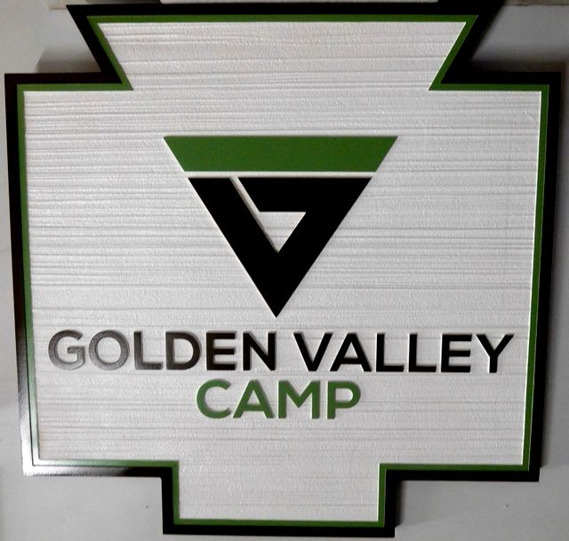 G16318 - Carved HDU Sign for Golden Valley Camp with Camp Logo