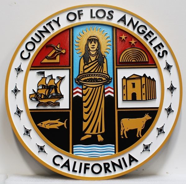 Painted, Wood & Metal 3-D County Seal Wall & Podium Plaques