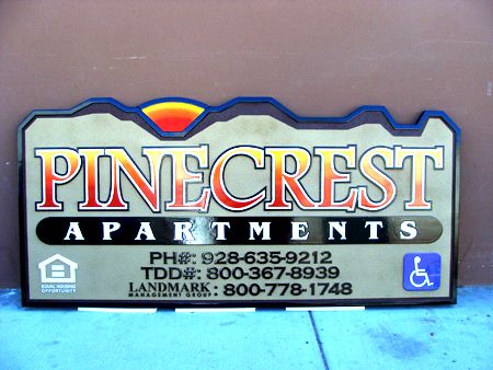 K20102 - Pinecrest Apartment Carved Wood Entrance Sign