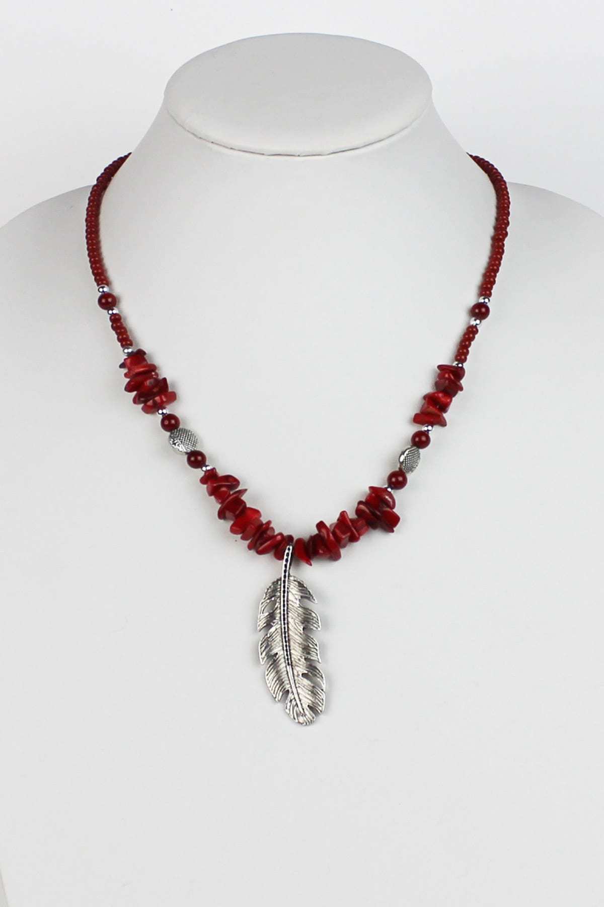 Trisha Waldron - Red Coral Feather Necklace