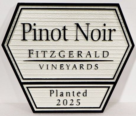 R27058A - Carved and Sandblasted HDU Sign for "Pinot Noir Fitzgerald Vineyards"