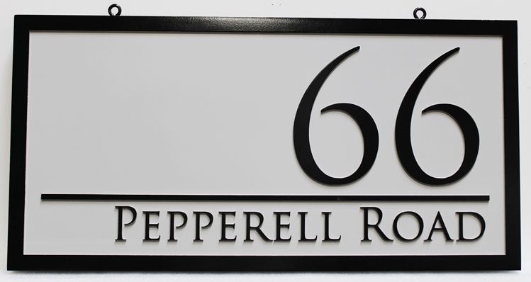 I18919 - Carved  2.5-D Address  Sign "66  Peperell Road" 