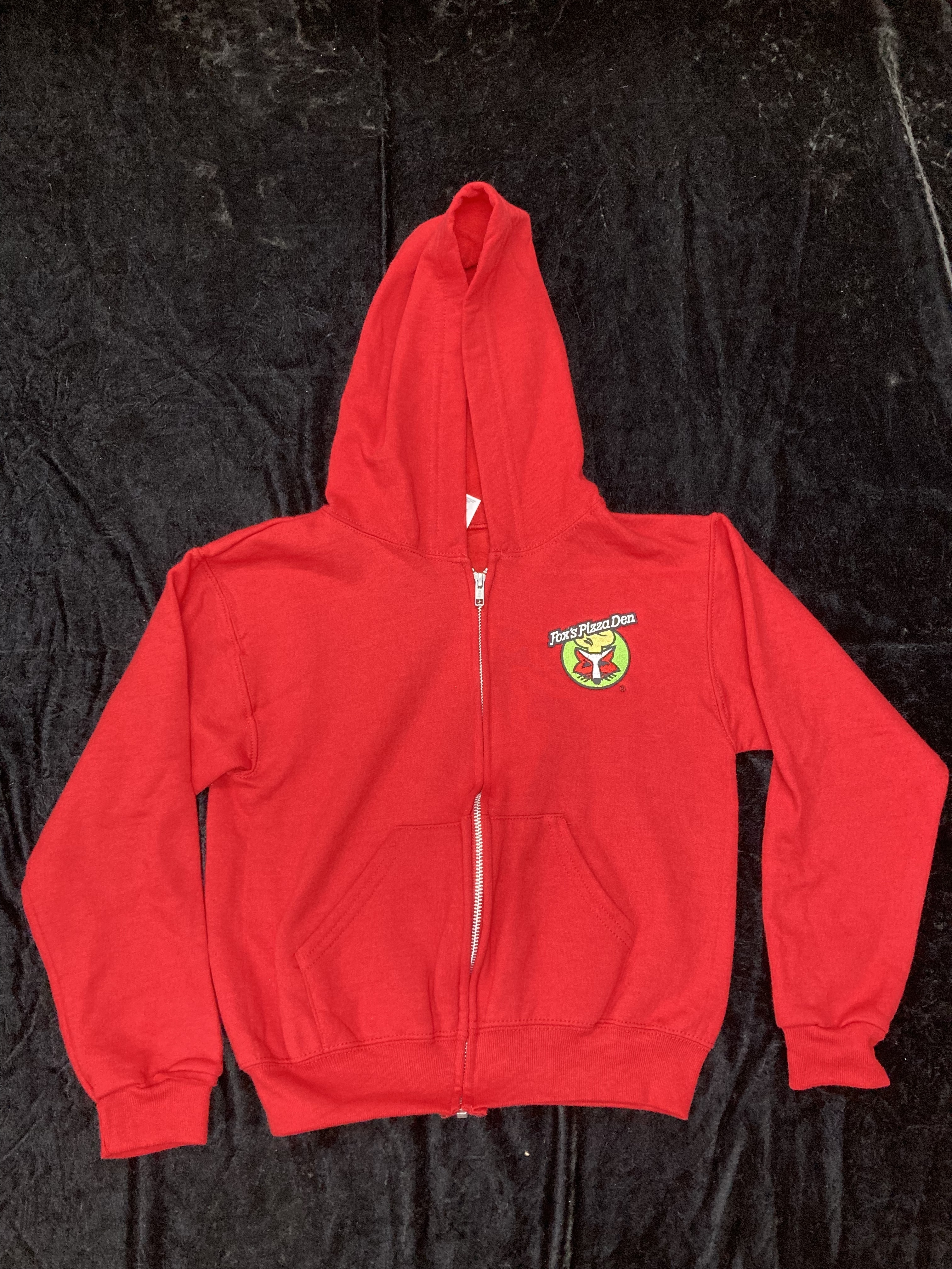 SALE Fox's Logo - YOUTH MEDIUM Red Zip-Up Hoodie