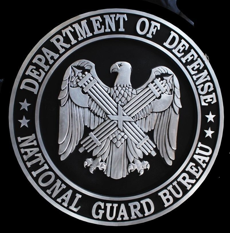 IP-1731 - Carved 3-D Bas-Relief Aluminum-Plated  Plaque of the Seal of the National Guard Bureau of the Department of Defense