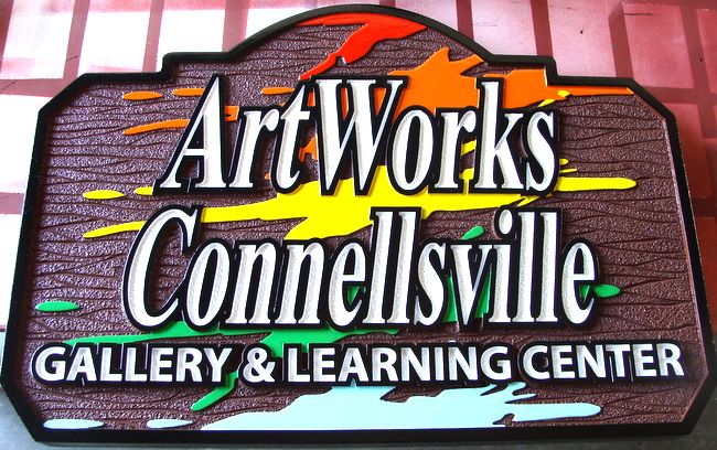 SA28417 - Colorful and Unique  Sign for "Art Works" Children's Painting Gallery and Learning Center