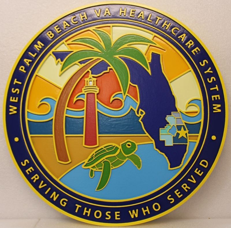 B11081A - Custom Carved Sign for "West Palm Beach VA Healthcare System"