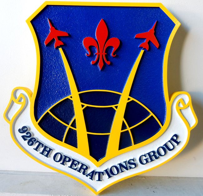 V31615 - Carved Wall Plaque of the Crest of the  USAF 926th Operations Group,