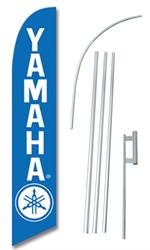 Yamaha Blue Swooper/Feather Flag + Pole + Ground Spike