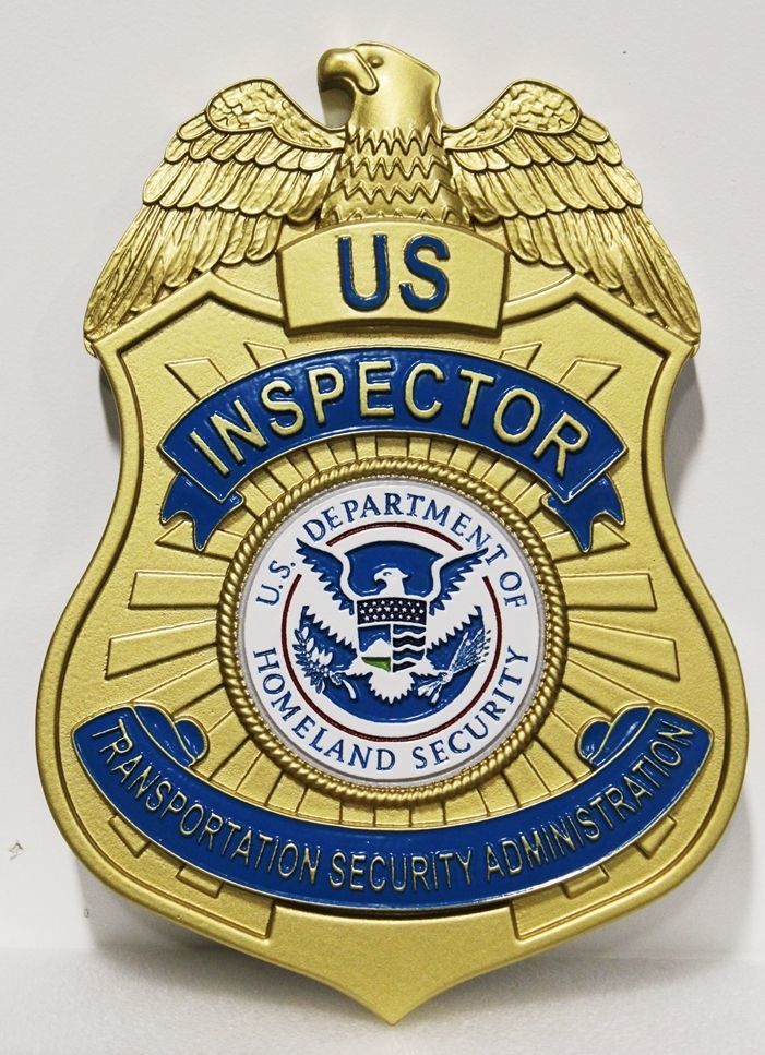 AP-4036  - Carved 3-D Bas-relief HDU Badge of an Inspector of the Transportation Safety Administration (TSA)  