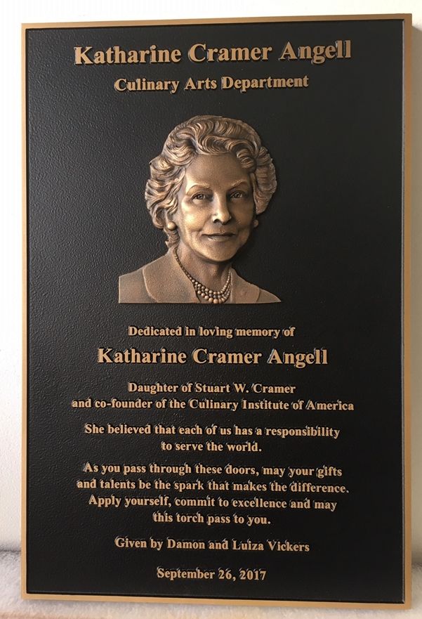 GC16506- Cast 3D  Bronze Memorial Wall Plaque for Katherine Angell  