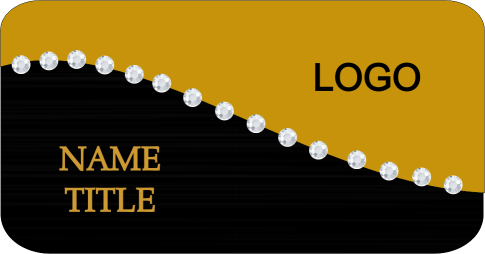 GOLD AND BLACK TWO TONE SWIRL BLING NAME BADGE
