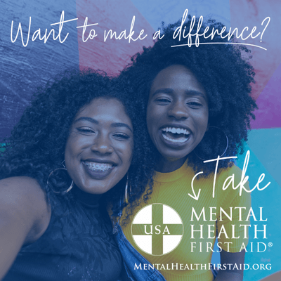 adult mental health first aid with women flyer