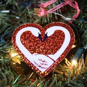Ornament: Ruby Red Glitter Swan Love