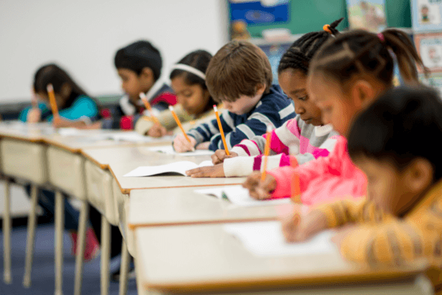 Students taking a test.