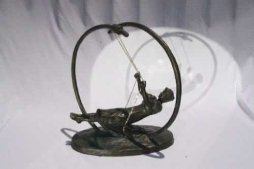 Youth Recaptured: The Swing, Polymer Clay w/Faux Bronze finish, H 13.5", L 8", W 11.5"