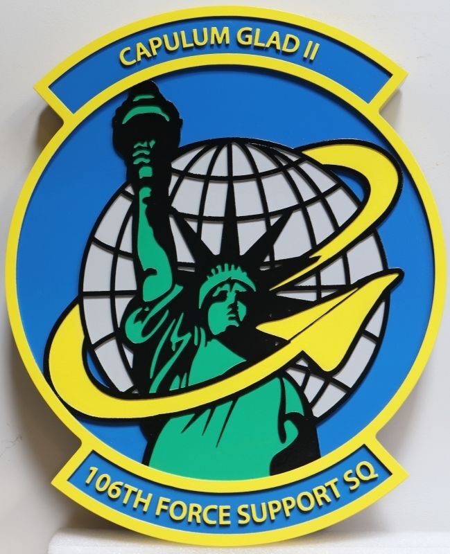 LP-7315 - 106th Force Support Squadron Unit Emblem Plaque in Painted HDU