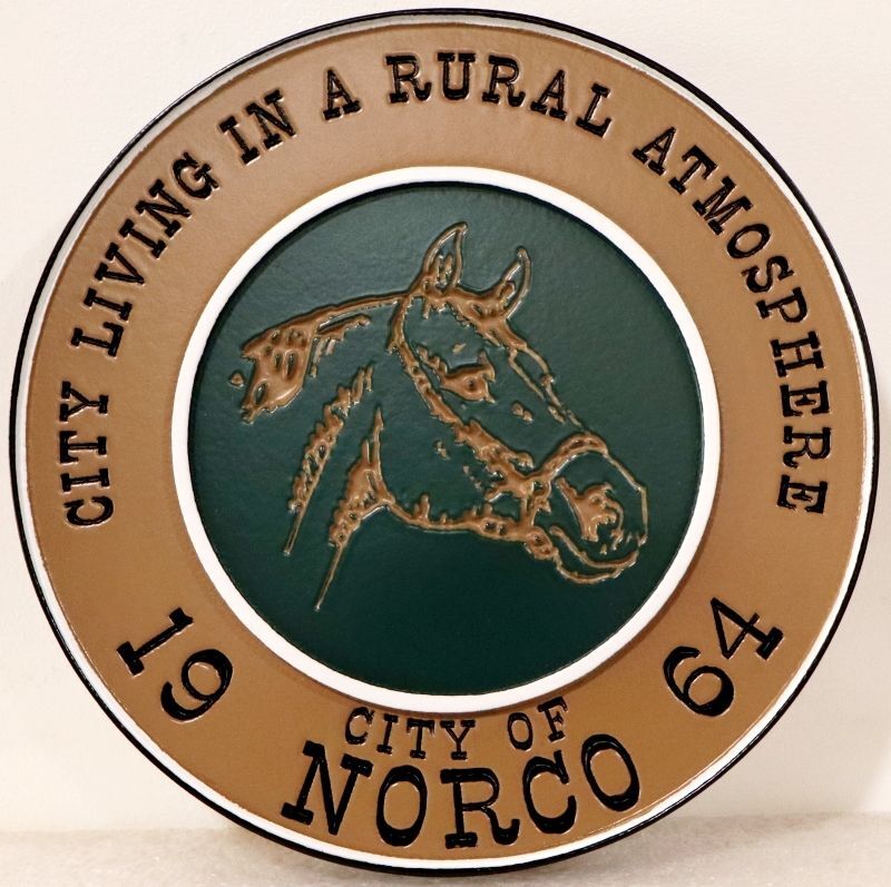 DP-1395 - Plaque of the Seal of the City of Norco, California, 2.5-D Artist-Painted