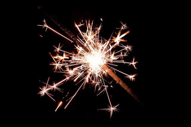 Fireworks sparkler against dark background