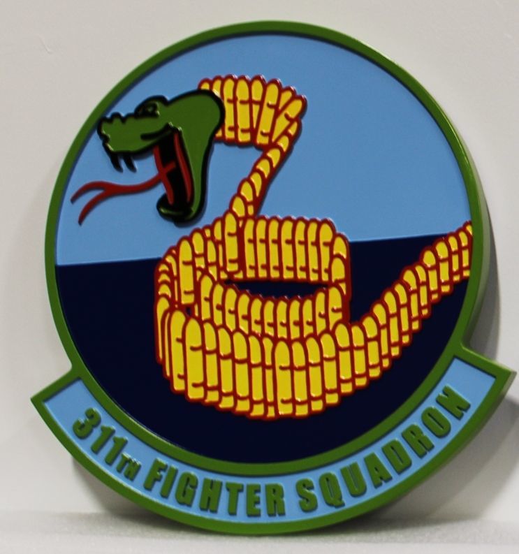 LP-2687 - Carved 2.5-D HDU Plaque of the Crest of the 311th Fighter Squadron
