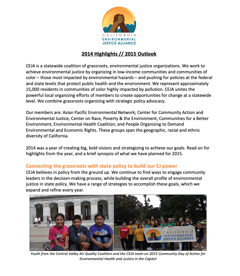 2014 Victories and 2015 Outlook