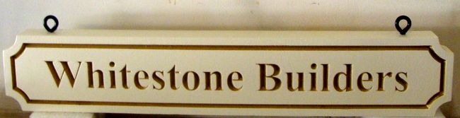 SA28771 - Carved Sign with Engraved Text and Borders for "Whitestone Builders"  Company